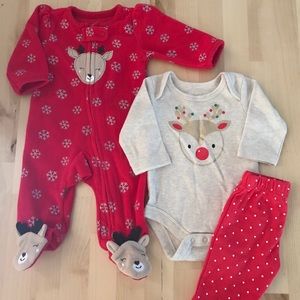 Newborn reindeer pajamas